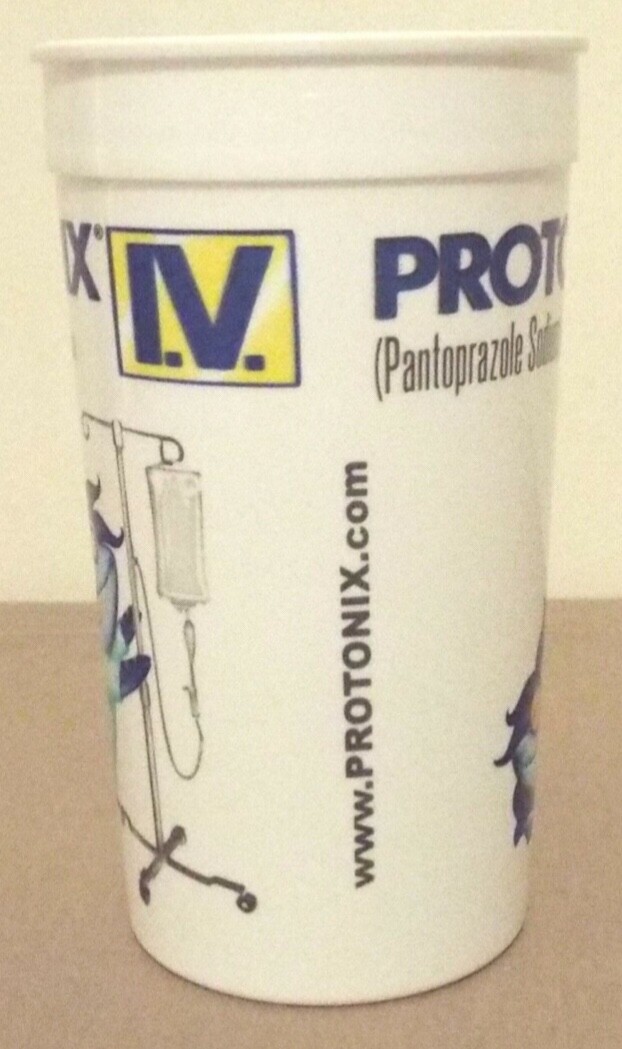 BRAND NEW PROTONIX I.V. 40 mg PLASTIC CUP PHARMACEUTICAL DRUG REP ITEM