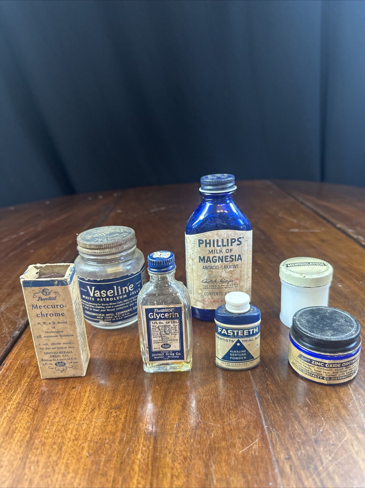 Lot Of Vintage Medicine Pharmaceutical Remedies Mentholatium Zinc Oxide Fasteeth
