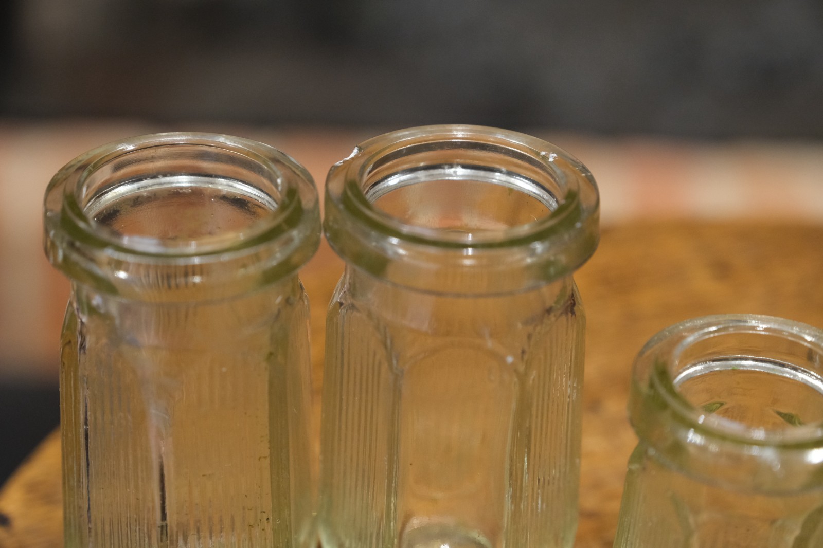 Vintage Ribbed Glass Apothecary / Cosmetic Jars Set of 7 c1930–1950