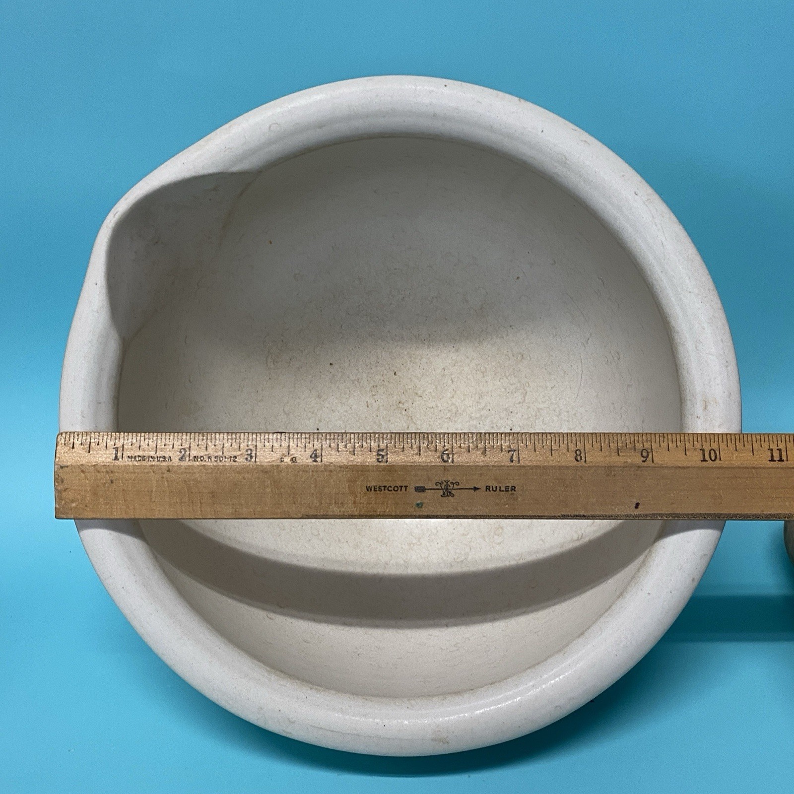 Vintage MORTAR & PESTLE Ceramic & Wood Pharmacy Apothecary HUGE 10” WH3