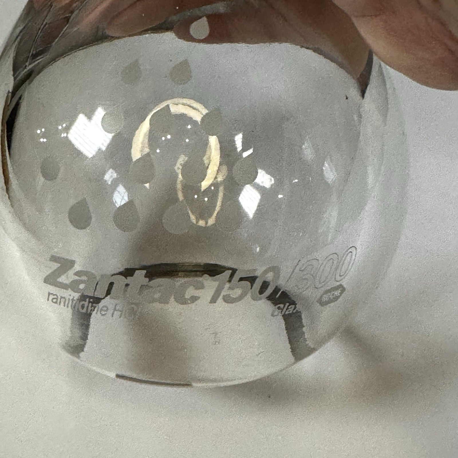 Vintage Rx Pharmacy ZANTAC ROCHE Glass Rain Drop Paper Weight Marketing Piece