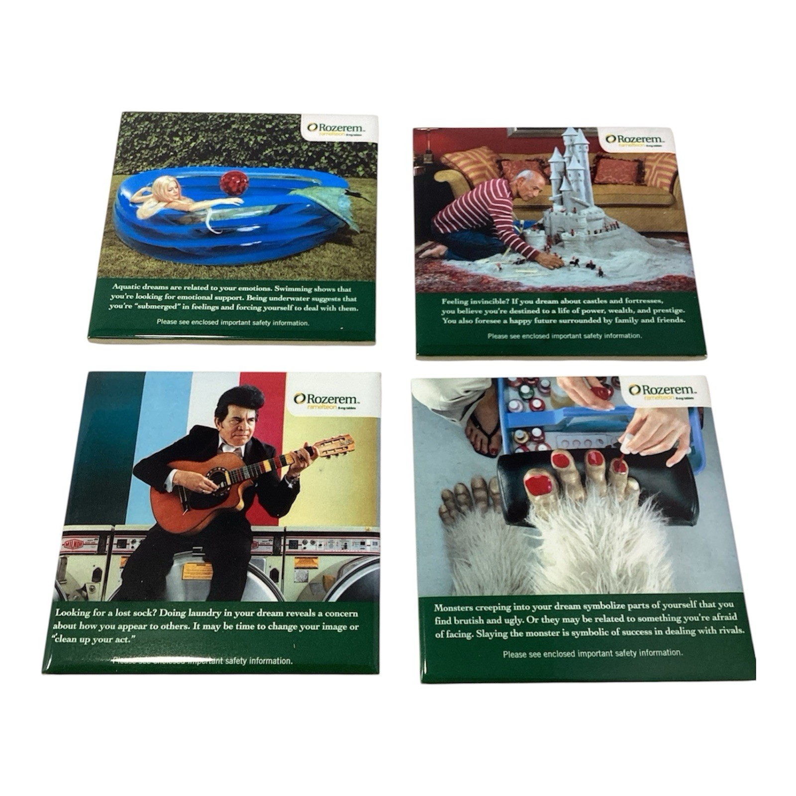 Rozerem Drug Rep Pharmaceutical Promo Advertising Set Drink Coasters 4”x4”