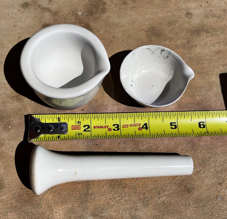 Vintage Apothecary Drug Mortar & Pestle by COORS USA Set of 3 Signed