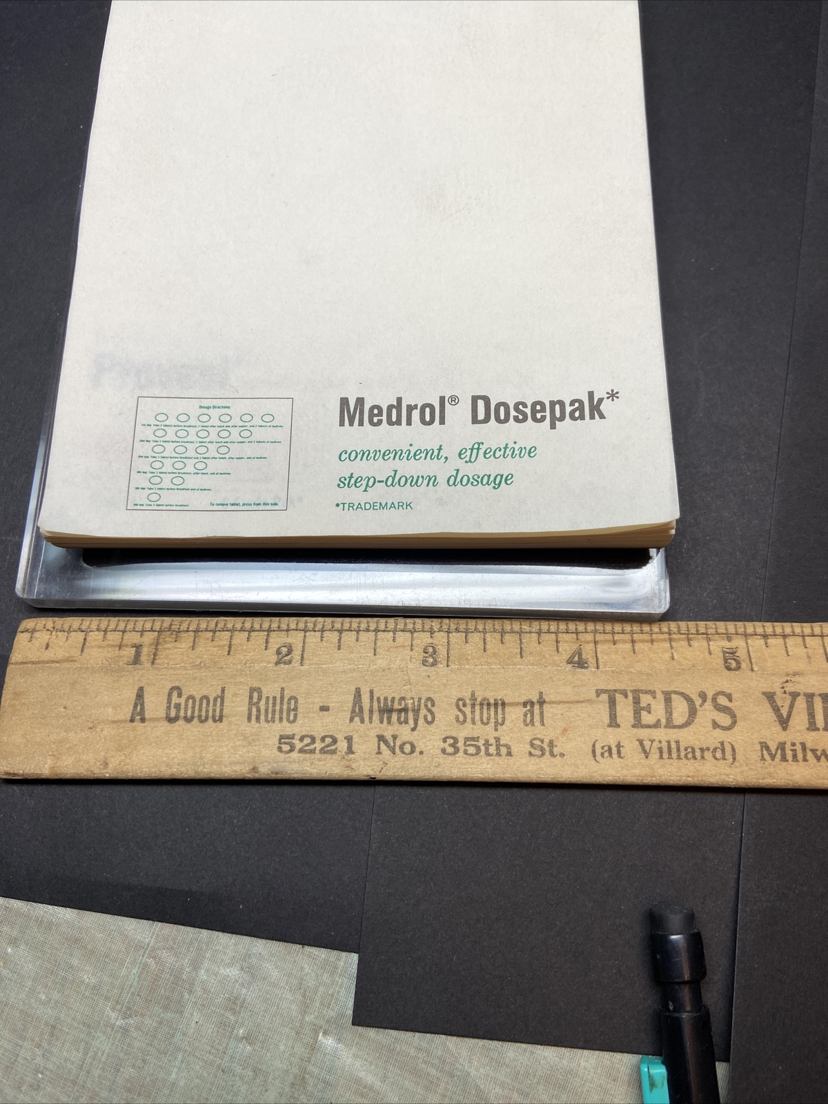 1966 Vtg Advertising Upjohn Dr Script Desk Pad Medrol Medicine Pharmaceuticals