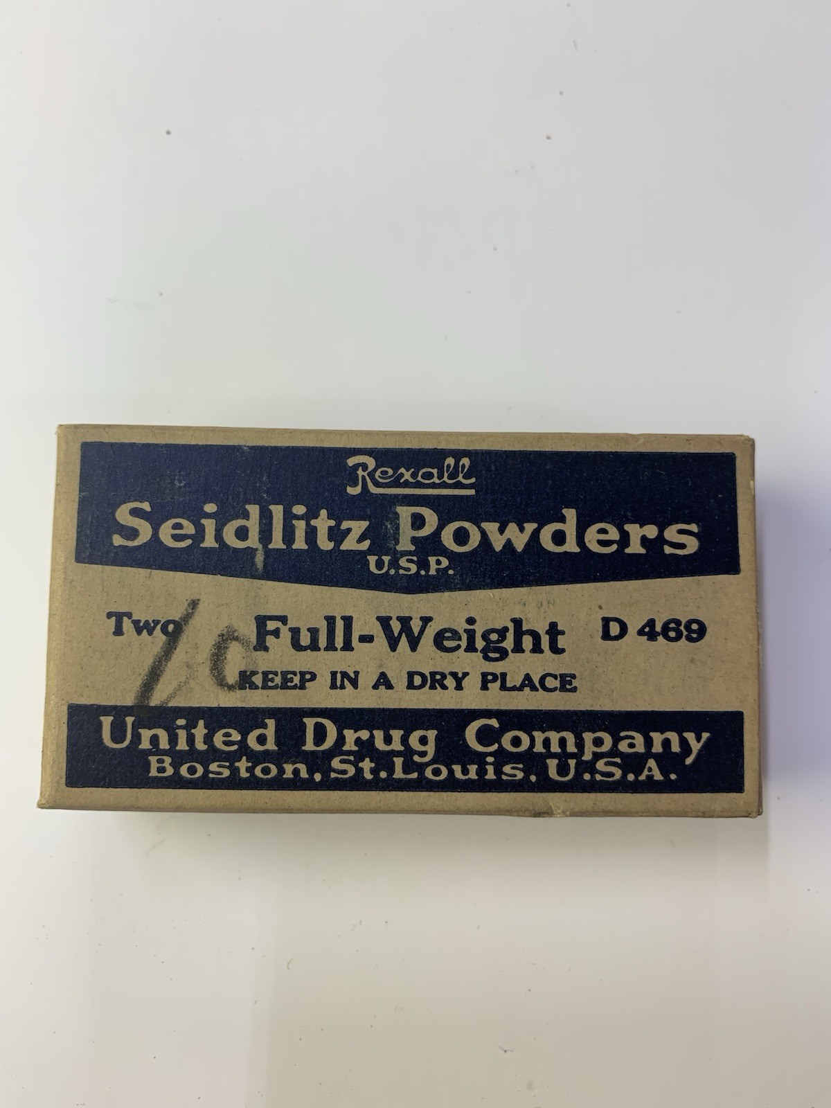 Seidlitz Powders, Rexall, United Drug Company, Boston St. Louis U.S. A.