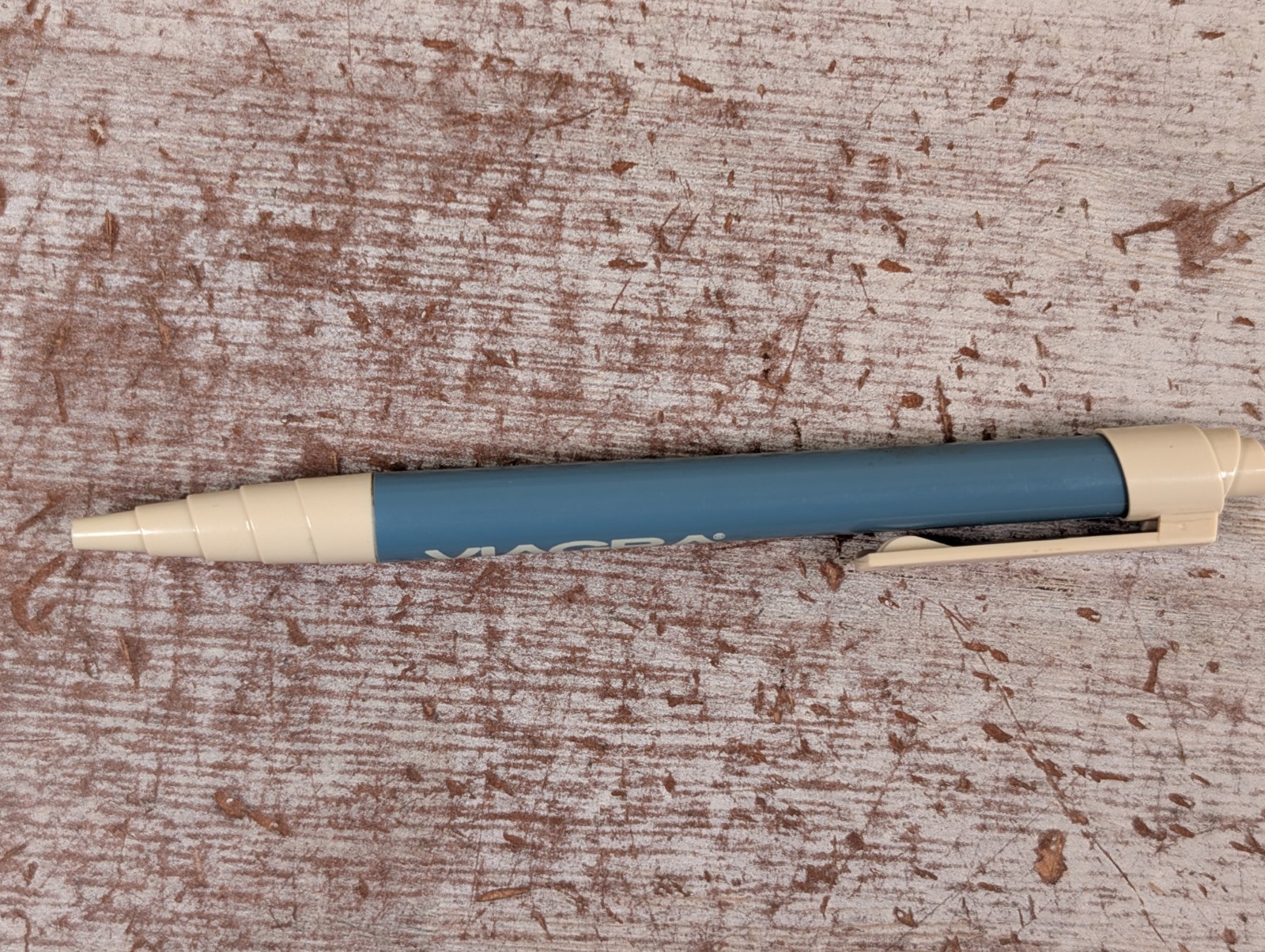Vtg Viagra Advertising Ballpoint Pen Drug Gray Beige Stepped Art Deco DRY INK