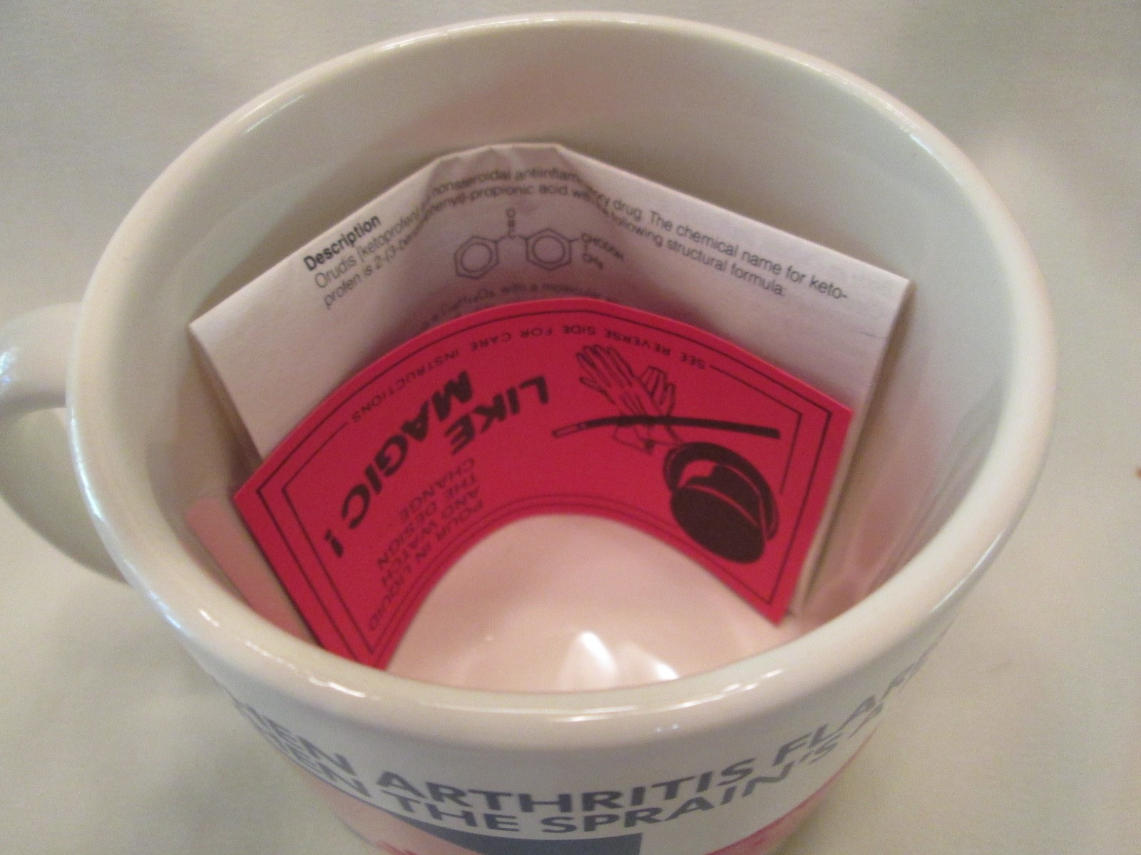 1980s Orudis Arthritis Pain Medical Coffee Mug Cup Magic Changes Design