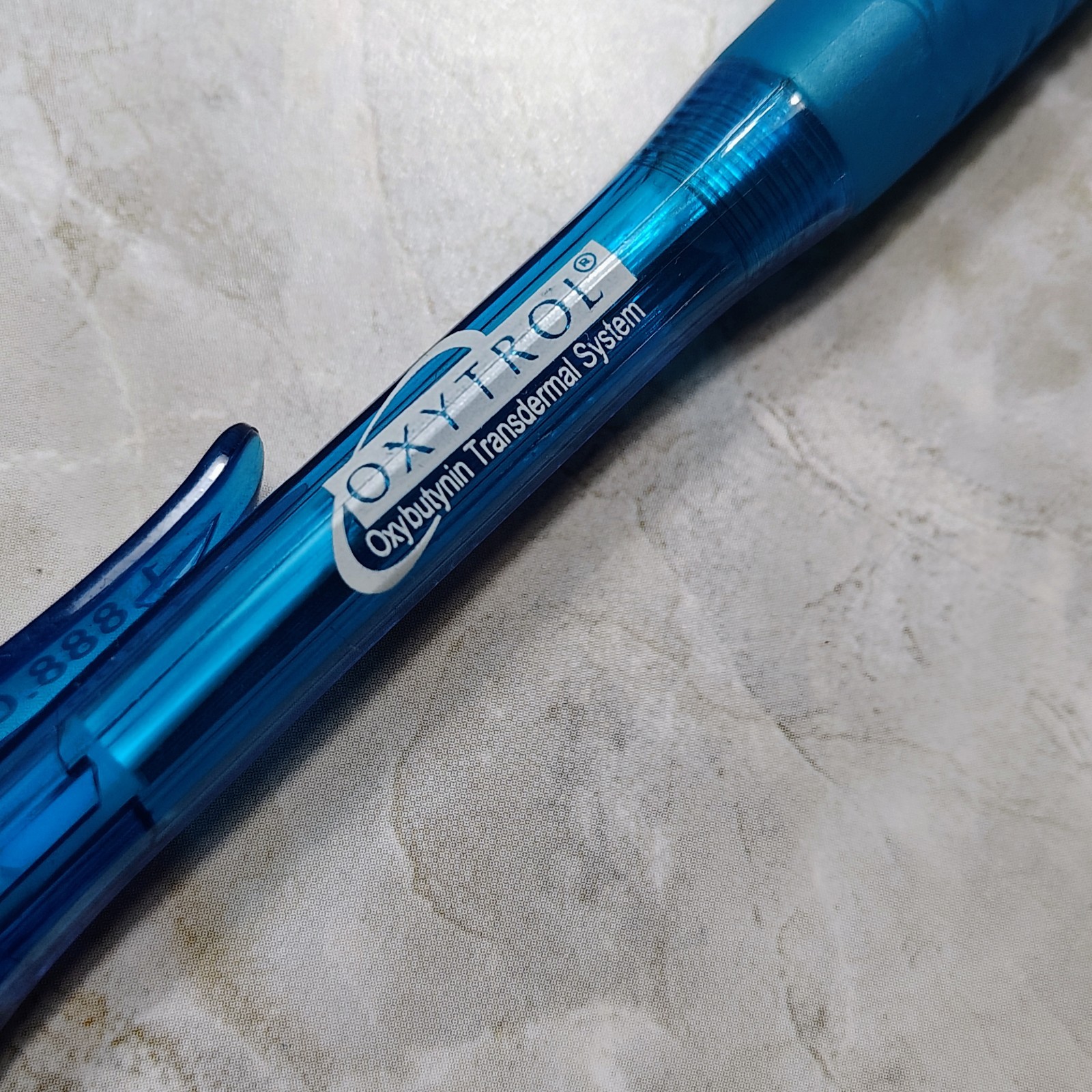 HTF Oxytrol Transdermal Pharmaceutical Drug Rep Promo Pen Blue Advertising