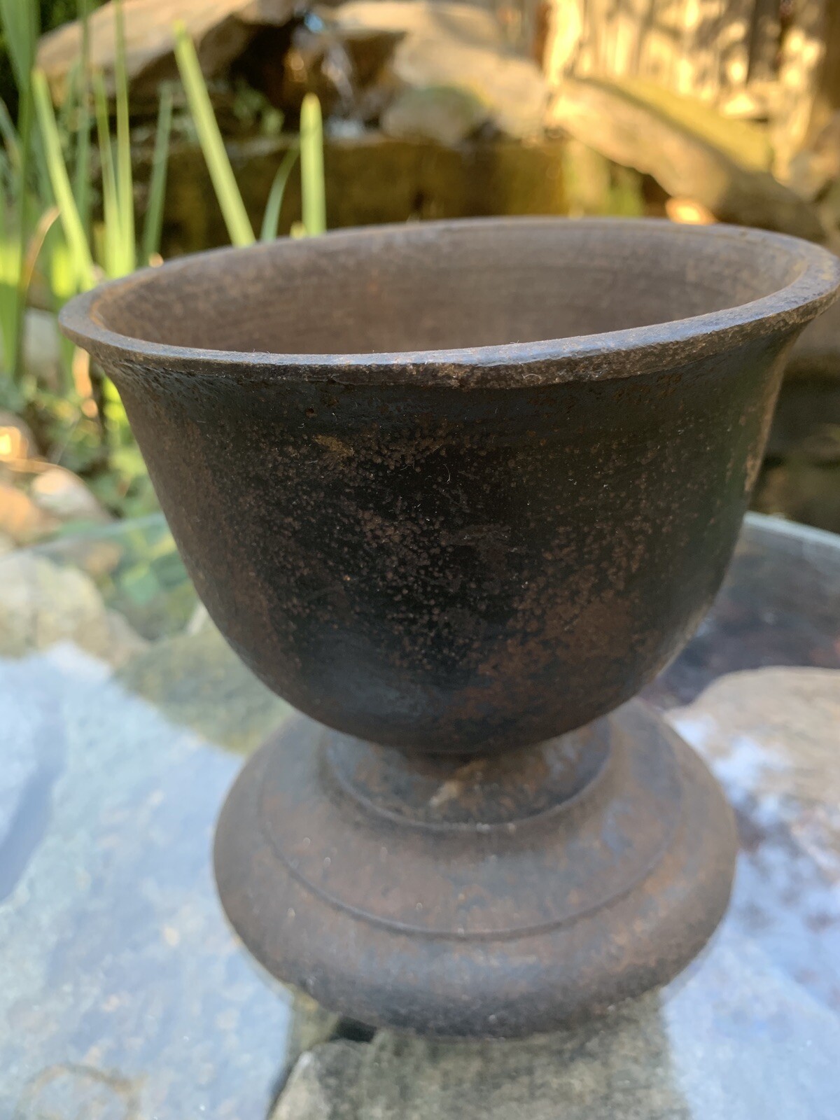 Rare Antique Primitive 19th Century Apothecary Cast Iron Mortar and Pestle Rx
