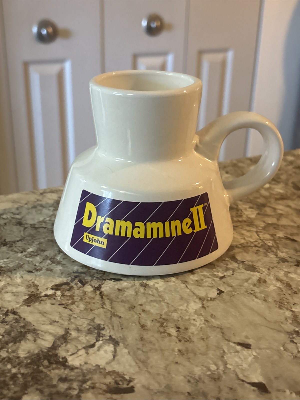 Vintage Dramamine II Meclizine Coffee Mug Pharmaceutical Drug Rep Upjohn RARE
