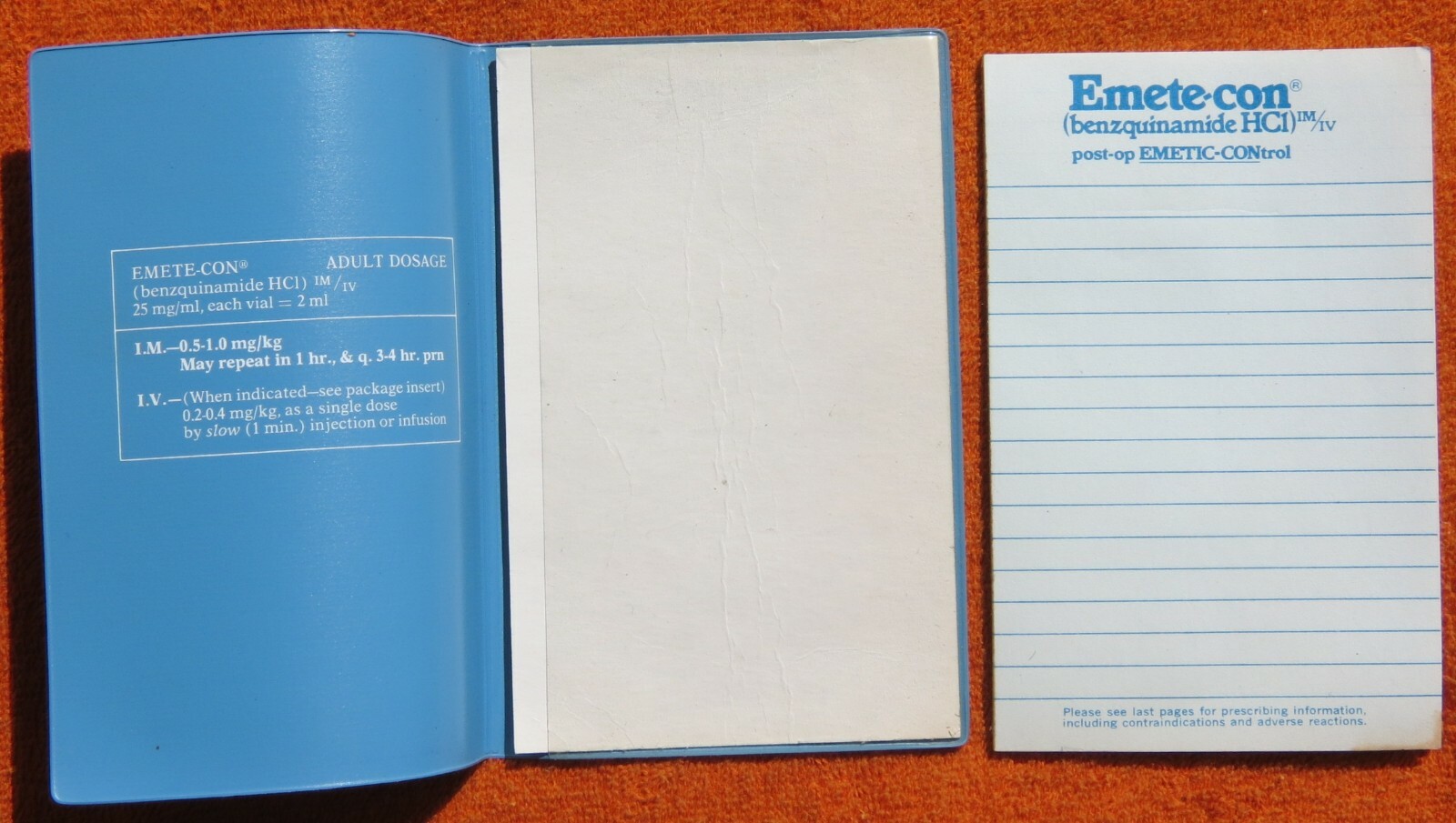 *RARE* 1976 Drug Rep Promotional EMETE-CON® Pocketsize Notebook & Pad *VG*