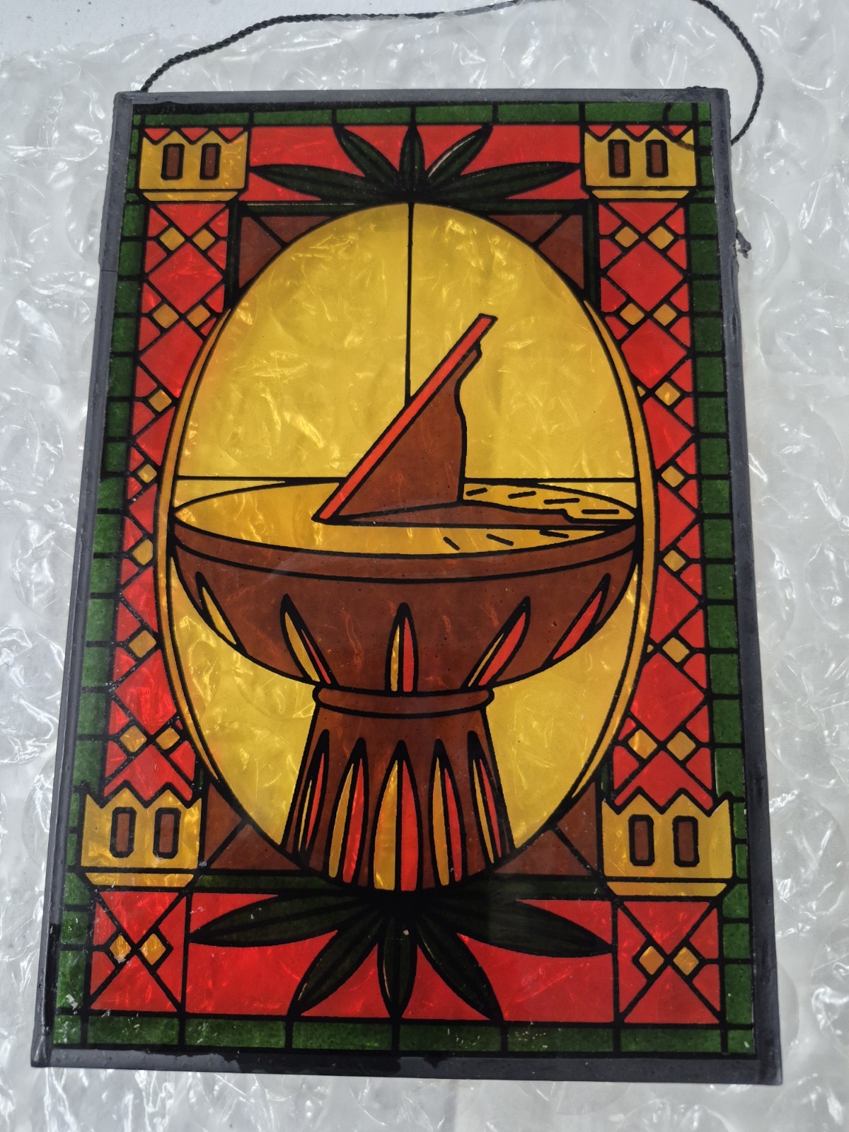 4 Stain Glass Panels Schering Pharmacy Rx Ad Premium USA Bicentennial 1976 VTG
