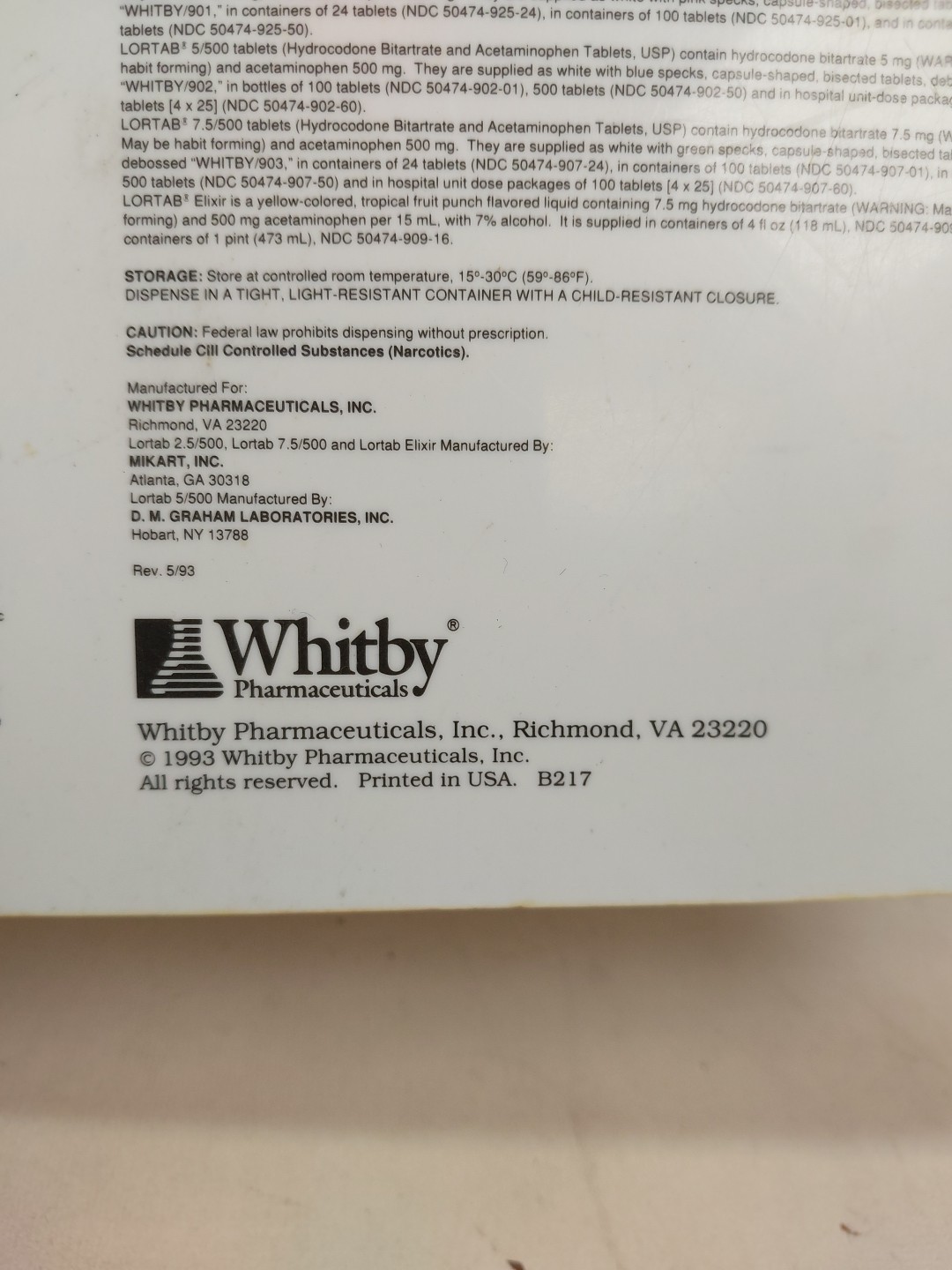 Lortab 7.5/500 Clipboard Advertising Rare Vintage Whitby Pharmaceuticals 1993