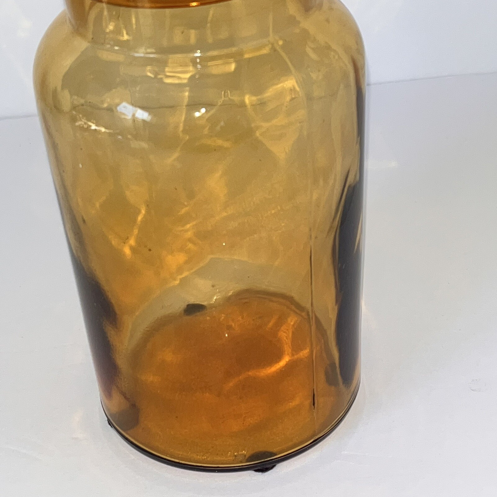 Antique Amber Pharmacy Drug Store Glass Apothecary Jar Bottle Marked 1000 8.5”H