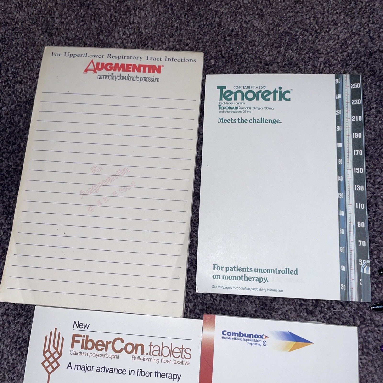 4 VINTAGE Promo Pharmaceutical Drug Rep Doctor Note Pad Paper And Pens Lot