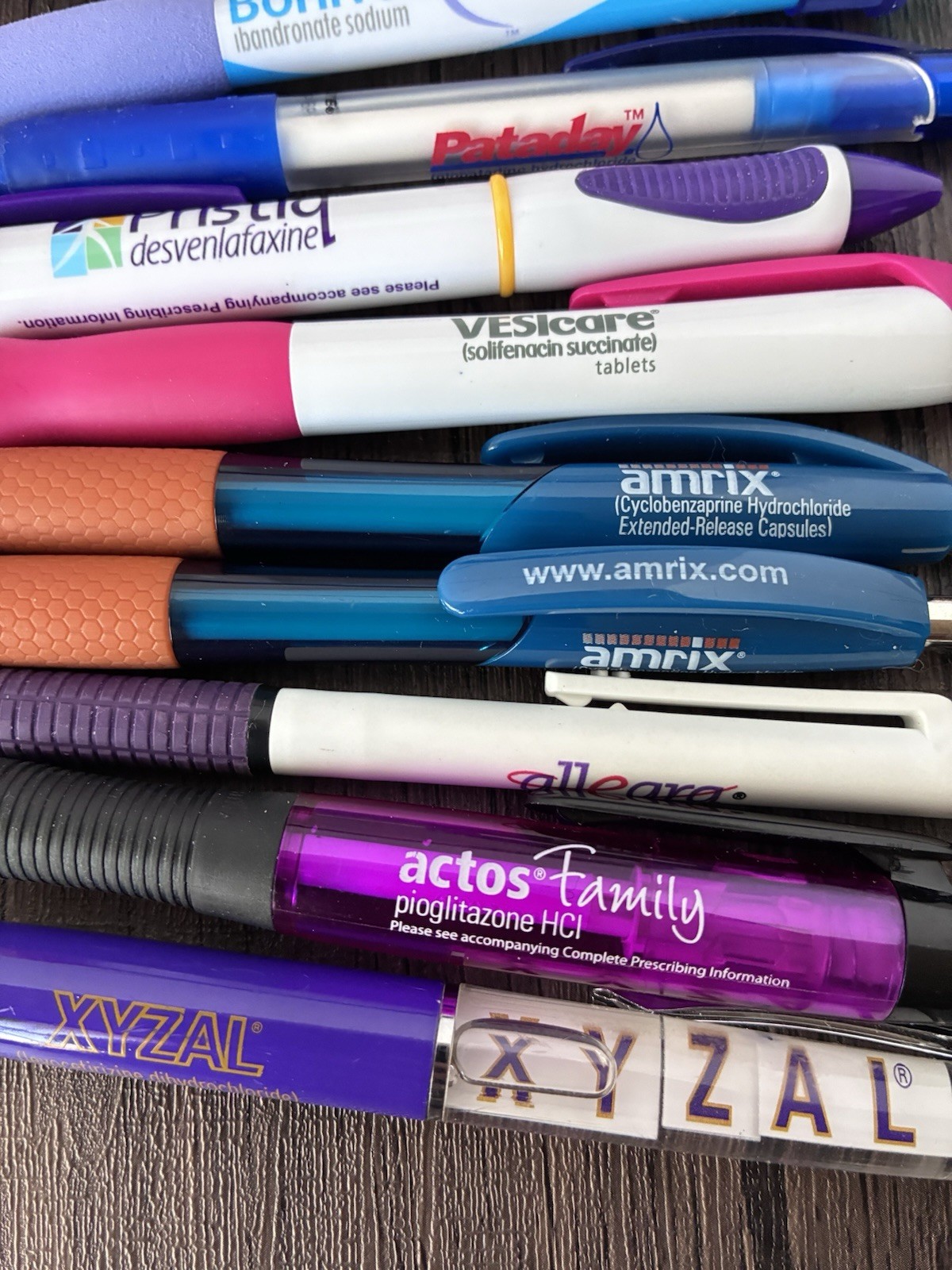 Lot of Pharmaceutical Rep Drug Pens Promo Items Xyzal Boniva Allegra Mobic Amrix