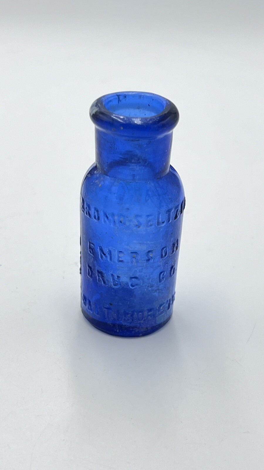 Vintage Cobalt Blue Glass Bottles LOT Of (4) Art BROMO Seltzer Emerson BALTIMORE