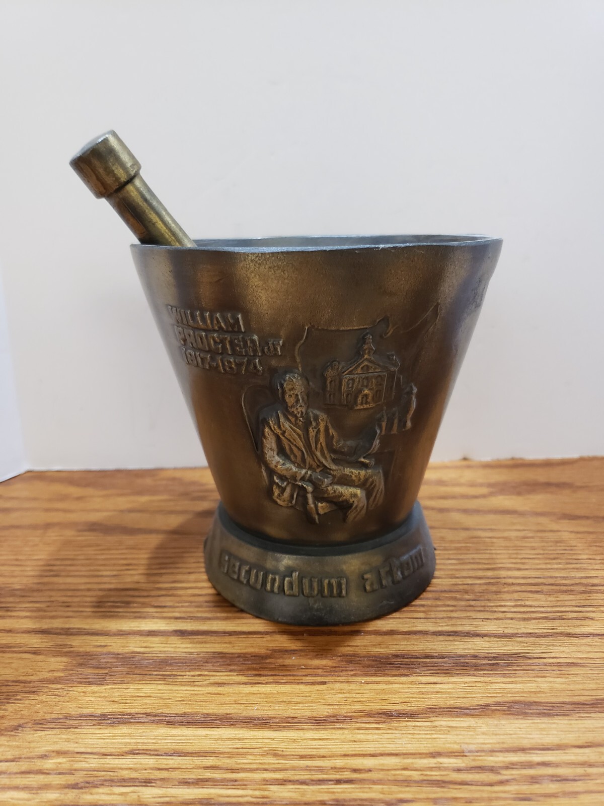 vintage 1967 Schering metal Mortar and Pestle 5th Edition William Procter Jr