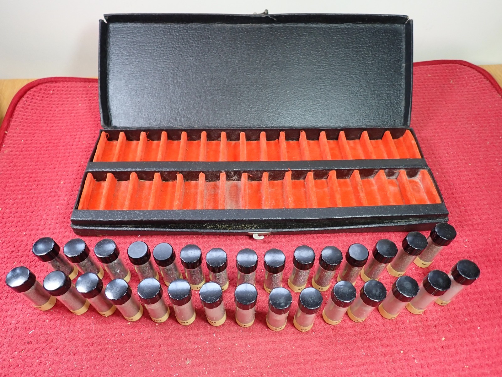 Vintage Rare Set of Carborundum Co. Sample Display Set of Grit Sizes