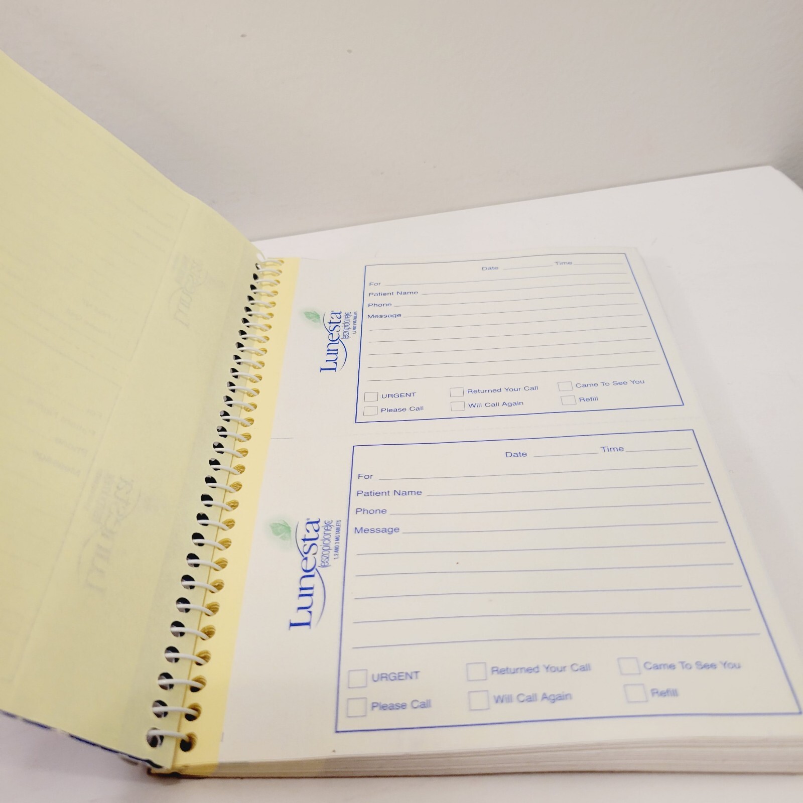 Lunesta Pharmaceutical Rep Message Taking Notebook Spiral Pad of Paper