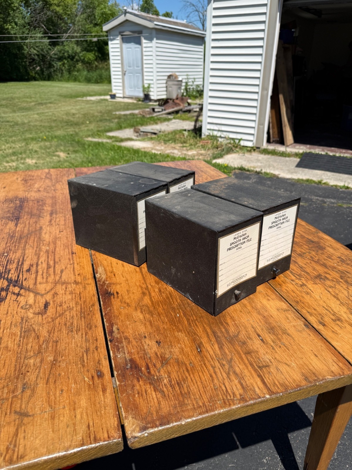 Vintage Lot of 4 All Metal Pharmacy Prescription Black File Box McCracken