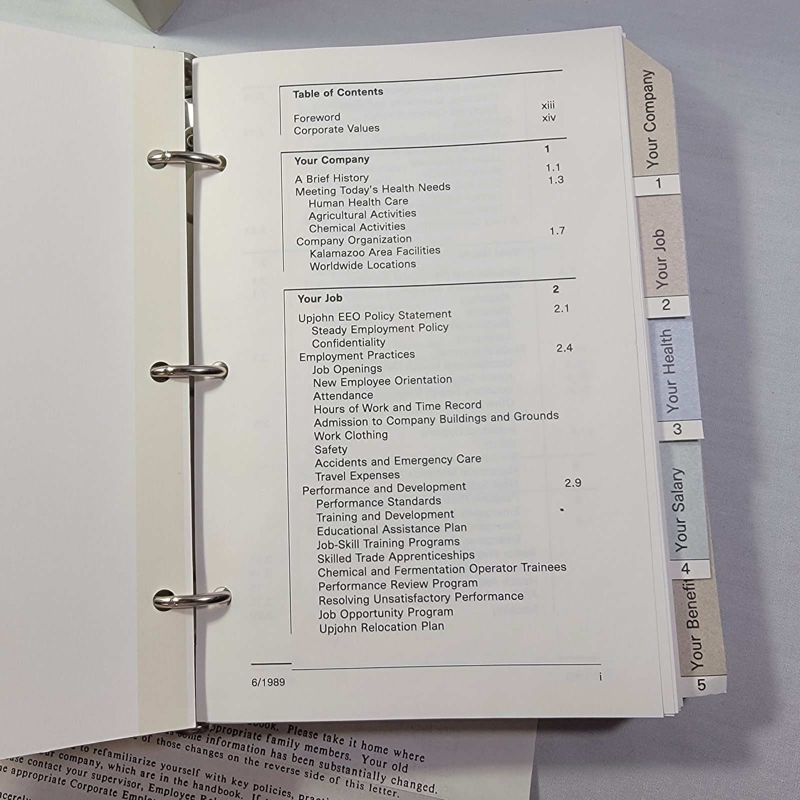 Vintage The Upjohn Company Employee Handbook Binder & Letter To “Take It Home”