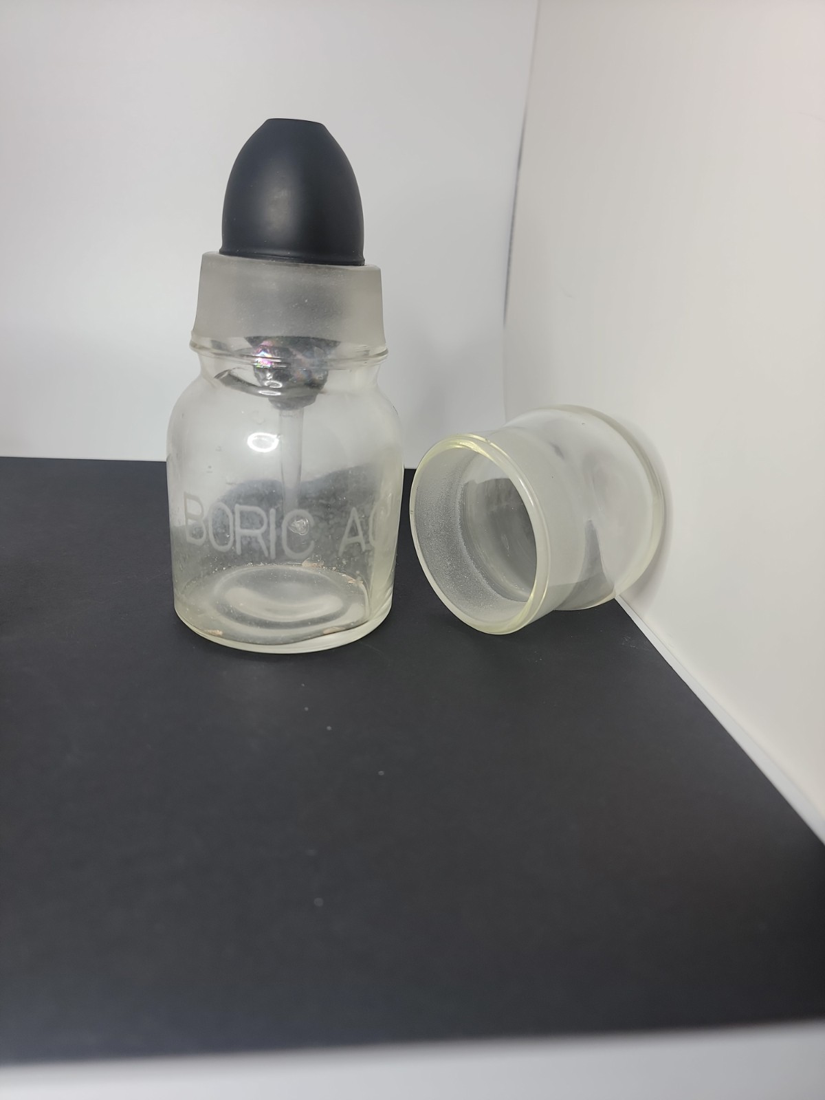 Vintage Apothecary Boric Acid Glassware With Stopper