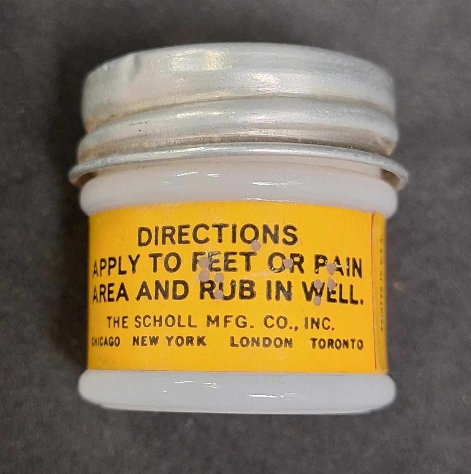 Vintage Dr Scholl’s Foot Balm Glass Jar Contains Product London New York Chicago