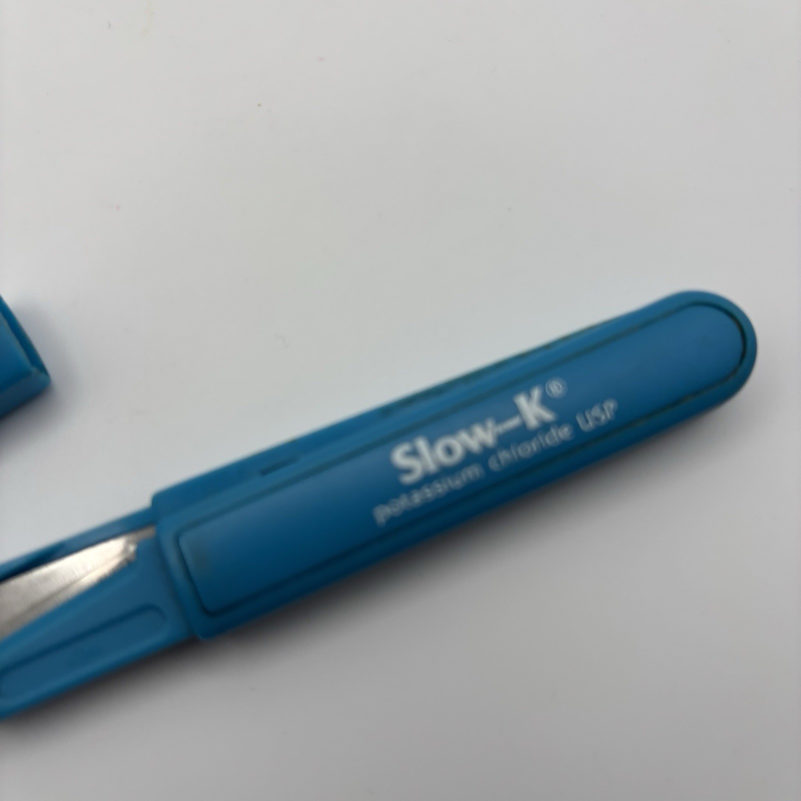 Vtg SLOW-K Travel Scissors Blue Drug Rep Potassium Chloride USP