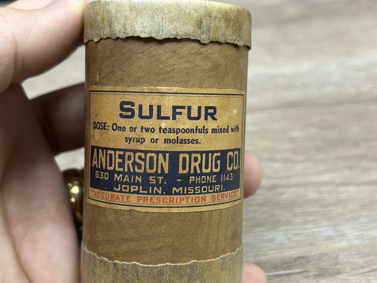 Vintage Sulfur Anderson Drug Co Empty Cardboard Container