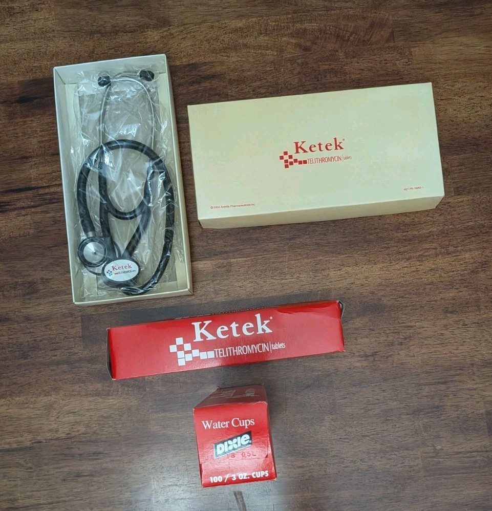 NIB KETEK LOT ’06 Medical Stethoscope ’04 Dixie Cups Boxes Pharma Rep Giveaway