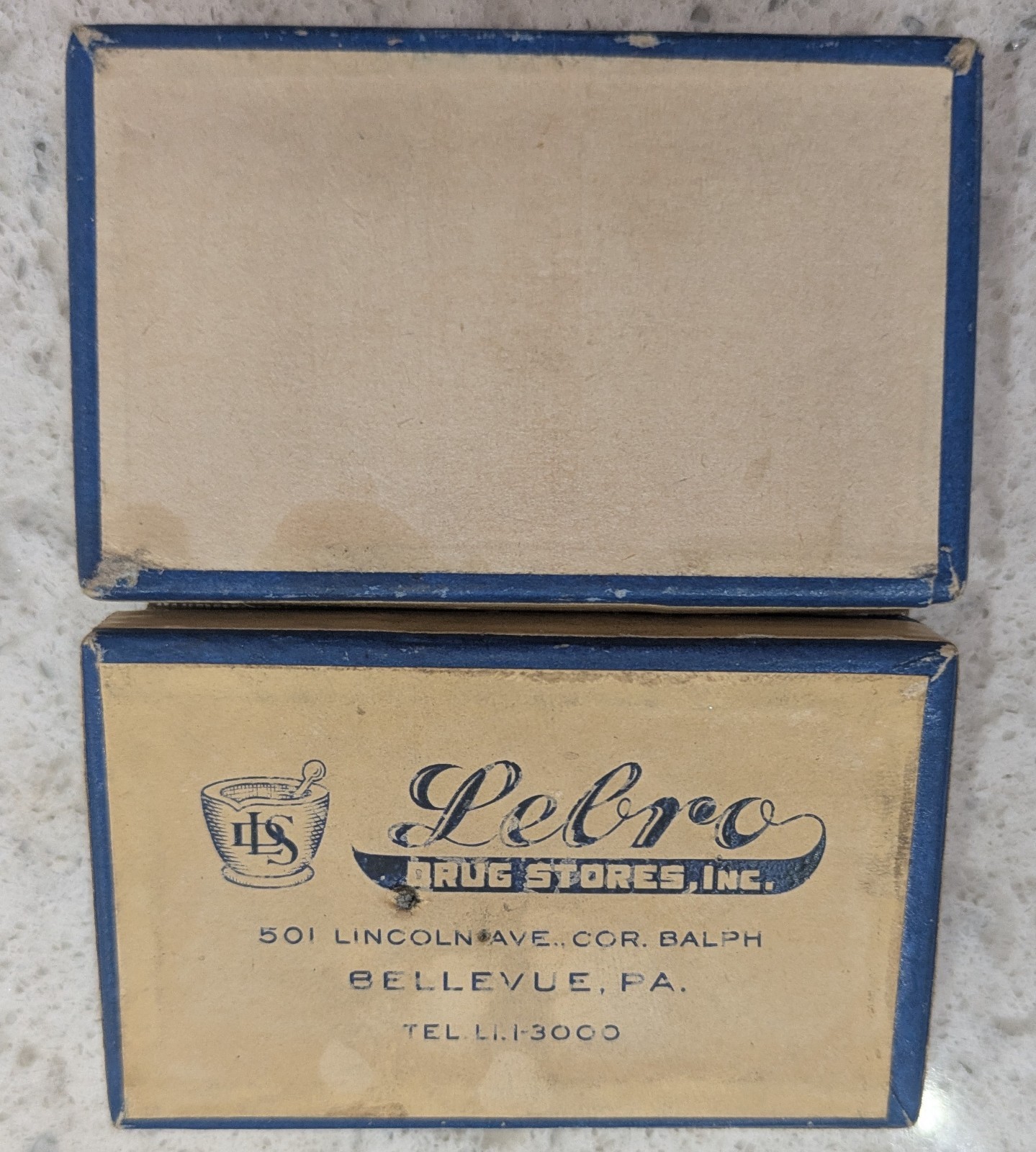 Vintage 1950 Pharmacy Pill Box Lubro Drug Store Bellevue PA Pittsburgh Ephemera