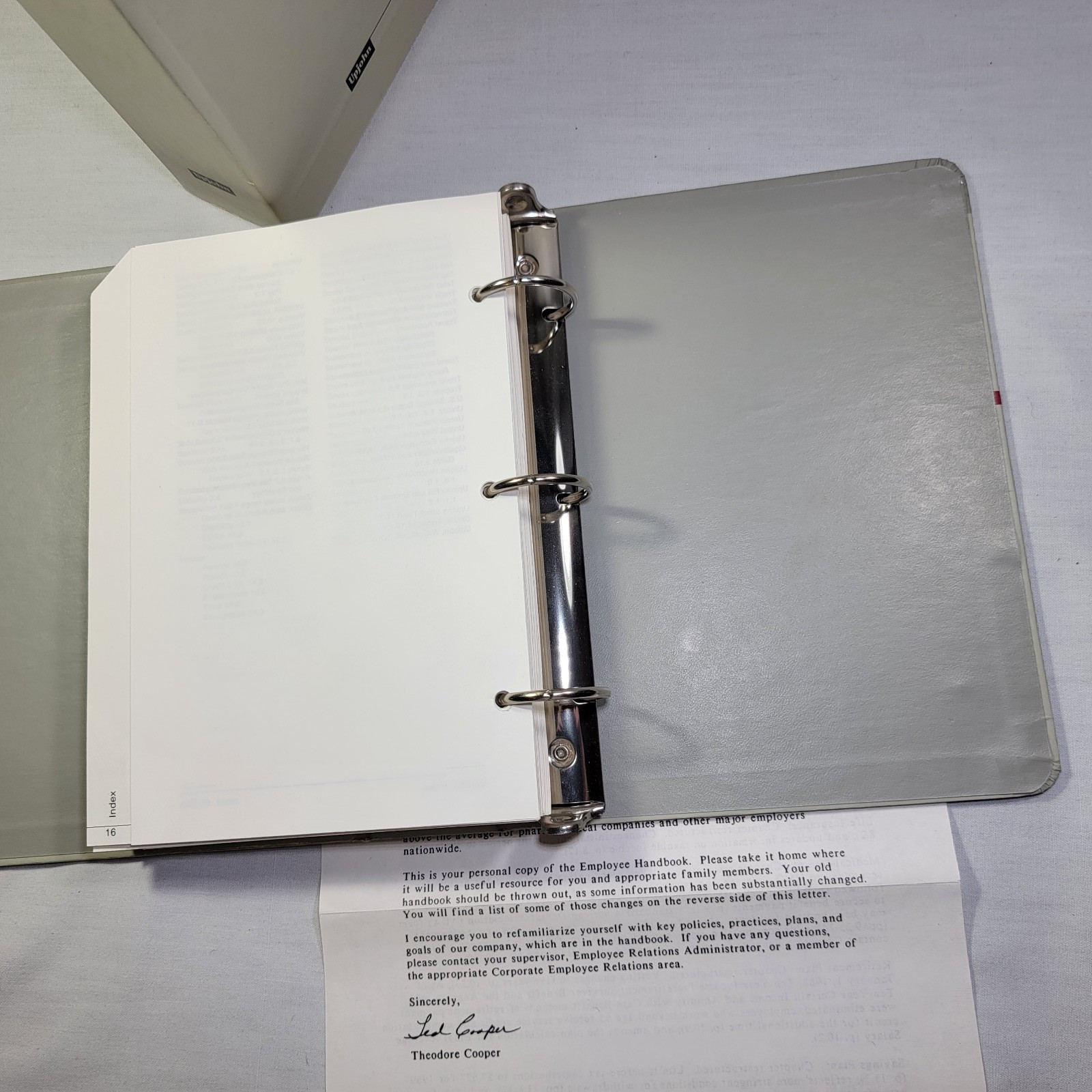 Vintage The Upjohn Company Employee Handbook Binder & Letter To “Take It Home”