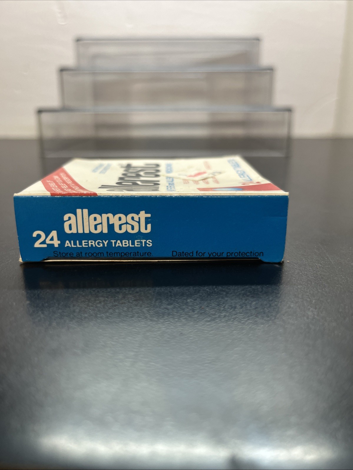 RARE vintage 1980s ALLEREST allergy medicine Empty BOX pharmaceutical medical E2