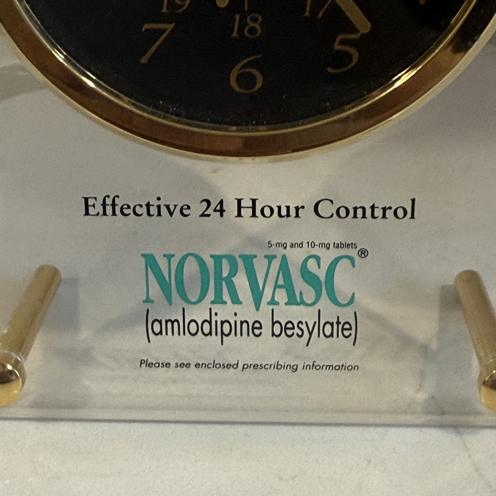NORVASC Promotional Desk Clock Pharmaceutical Drug Medicine Pfizer Tested Works