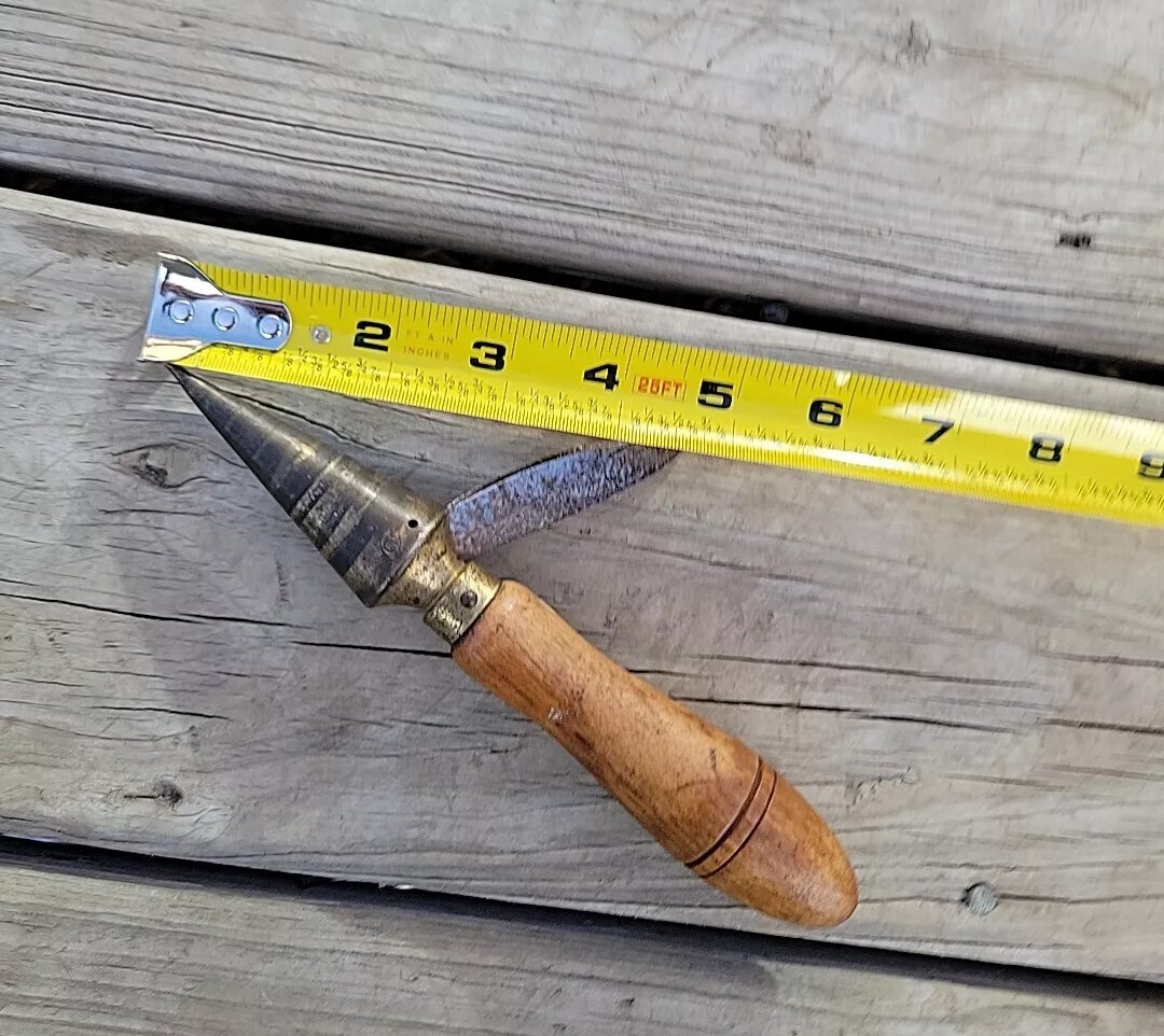 Vtg Cork Borer Sharpener Brass Cone Knife Pharma. Bottle Wine Possibly Antique
