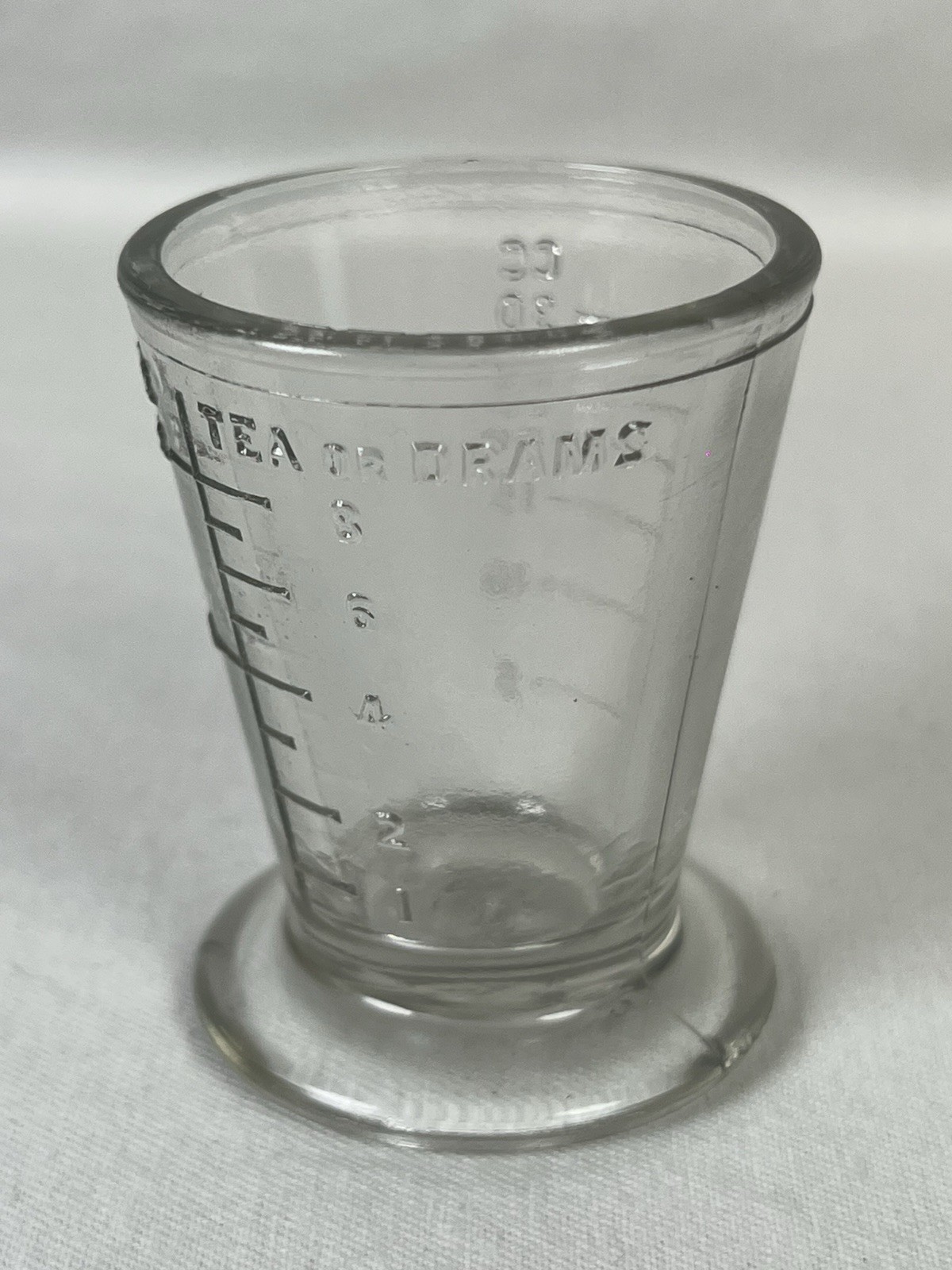 Armstrong Cork De Luxe Medicine Glass Measuring CCs Drams Teaspoon Tablespoon
