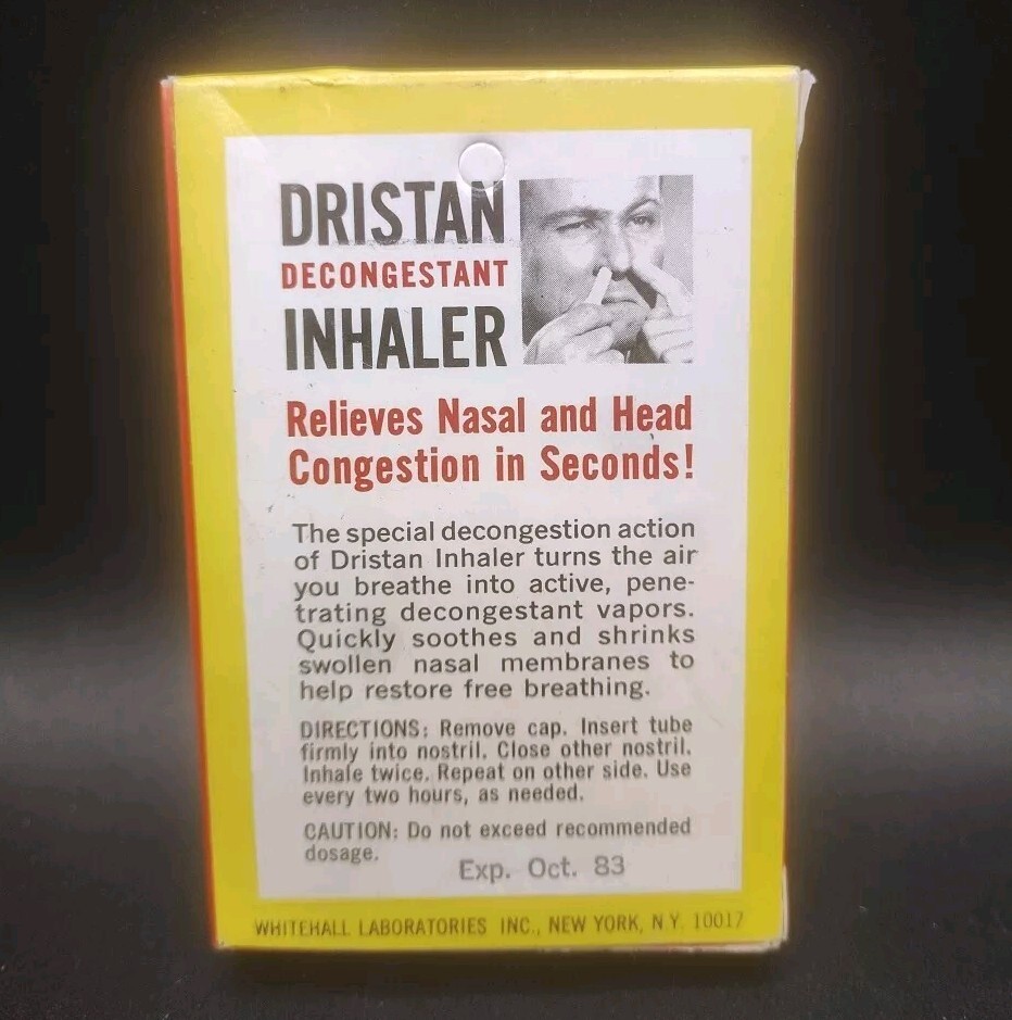 NOS 80’s Vintage Dristan Decongestant Inhaler Rare HTF