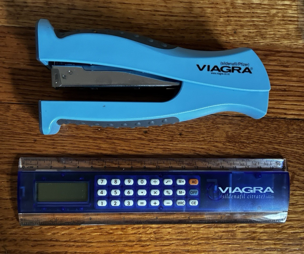 Viagra Pharmaceutical Promo 8 Inch Ruler and Stapler NEW