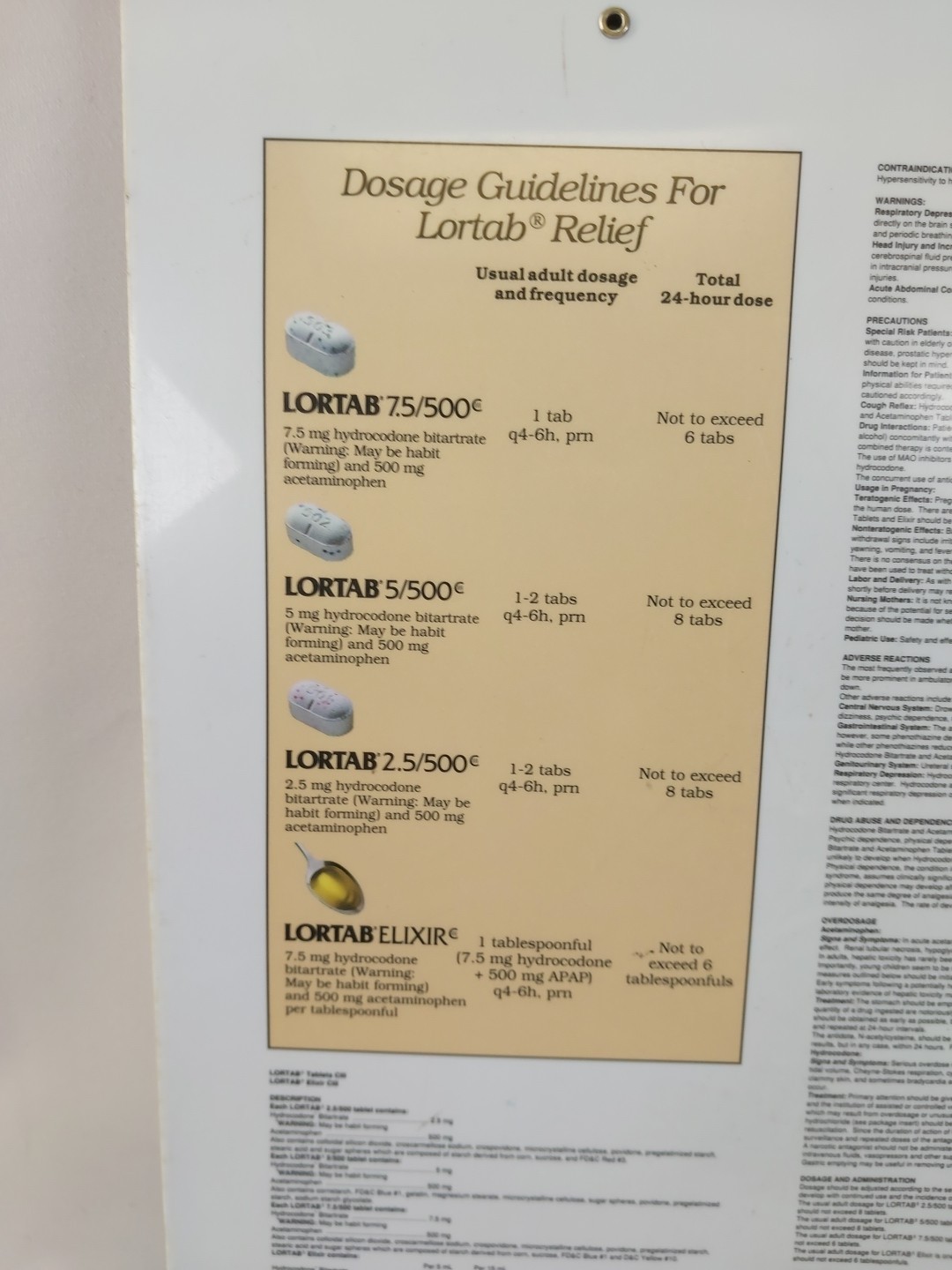 Lortab 7.5/500 Clipboard Advertising Rare Vintage Whitby Pharmaceuticals 1993