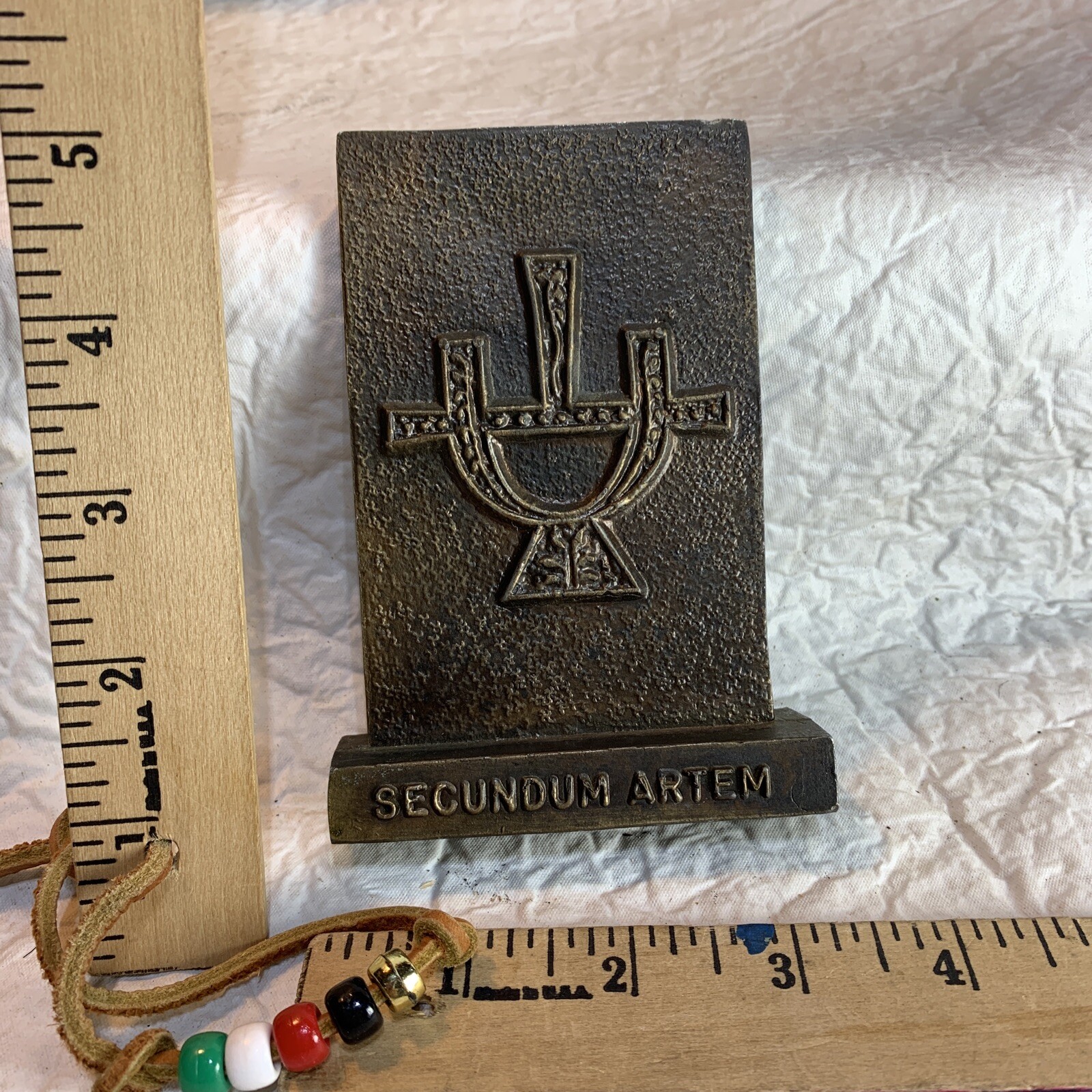 Vintage Tinactin Apothecary Brass Paperweights “Secundum Artem” 1978 Vineagar