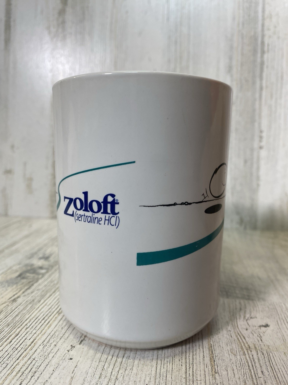 Pfizer Zoloft Coffee Mug Cup White Blue Pharmaceutical Promo Rep Advertising Y2K