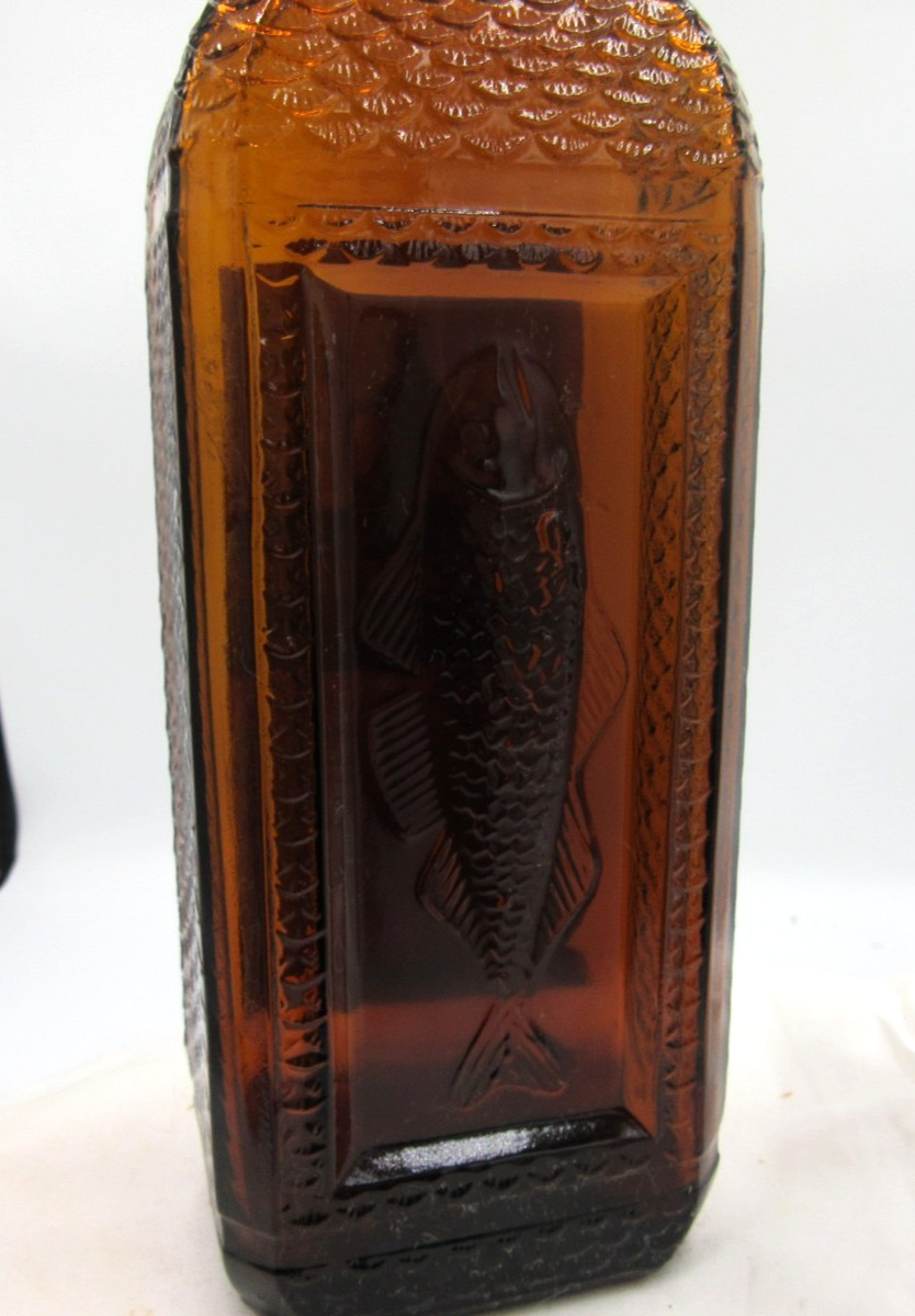 1930’s McKesson & Robbins New York Cod Liver Oil FISH 9″ Amber Medicine bottle