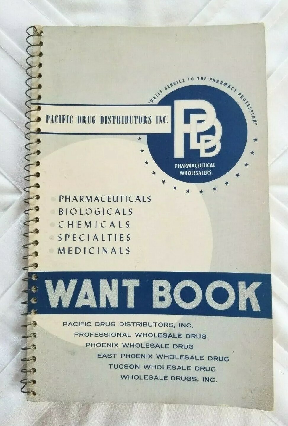Pacific Drug Distributors Pharmacy Medical Want Book Spiral Notepad Vintage