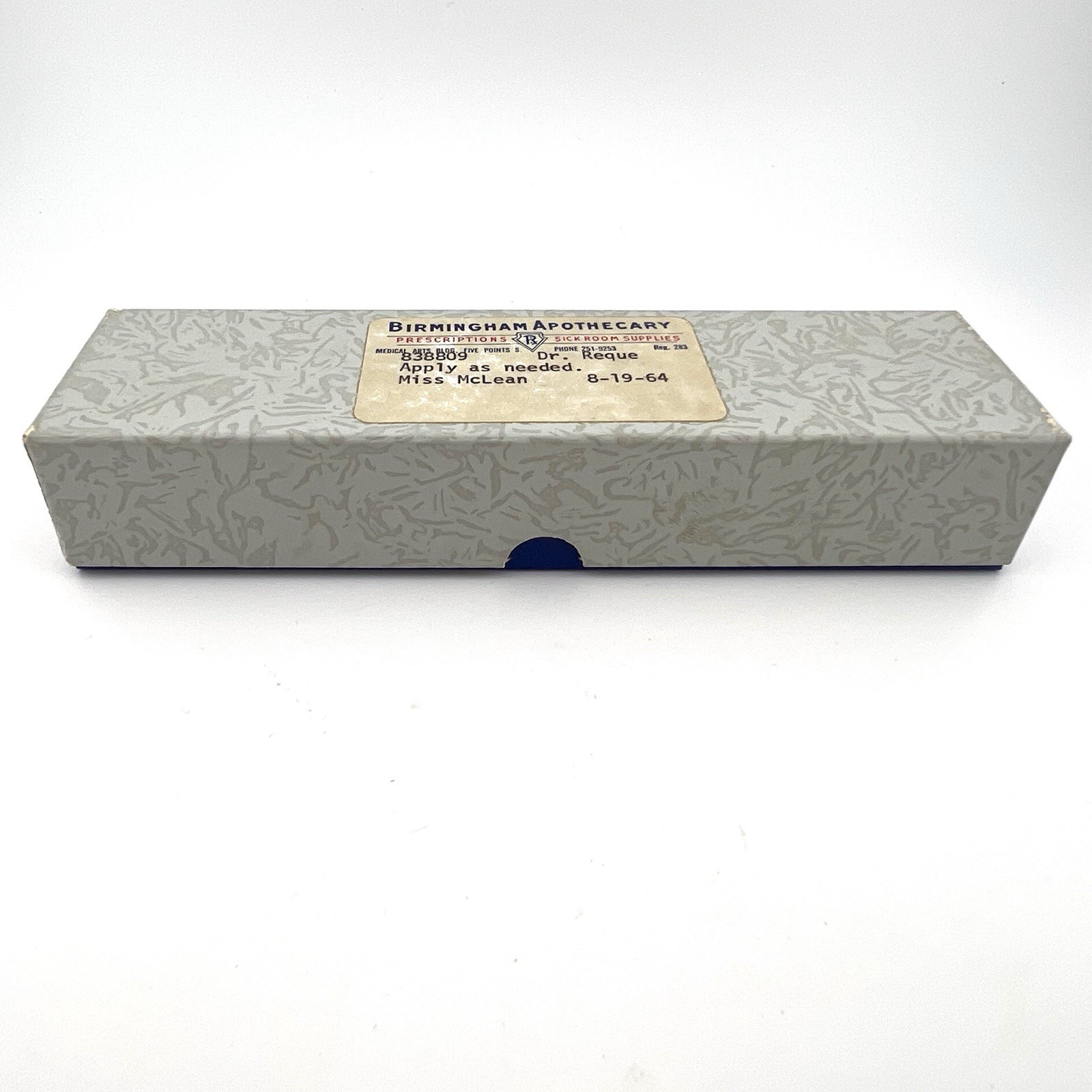 Vintage 1964 Birmingham Apothecary Empty Prescription Box – Birmingham, Alabama