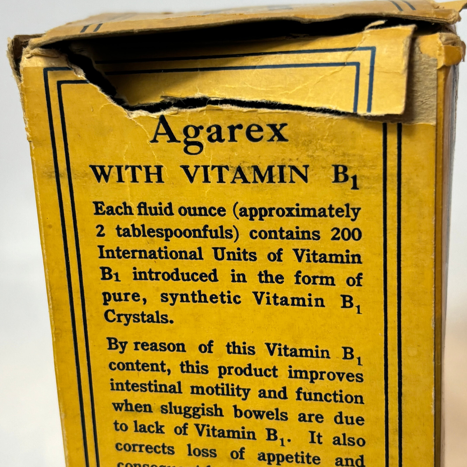 Vtg Agarex W/ Vitamin B1 16oz Cobalt Blue Bottle In Box Rexall Drug Stores