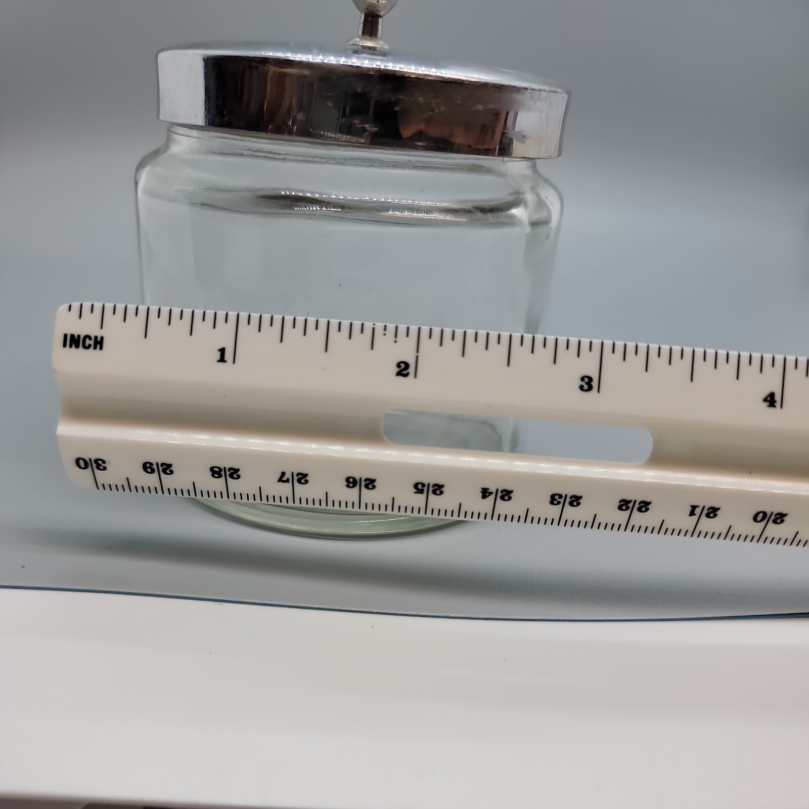 Vintage Glasco Apothecary Glass Jar with Chrome Lid MCM