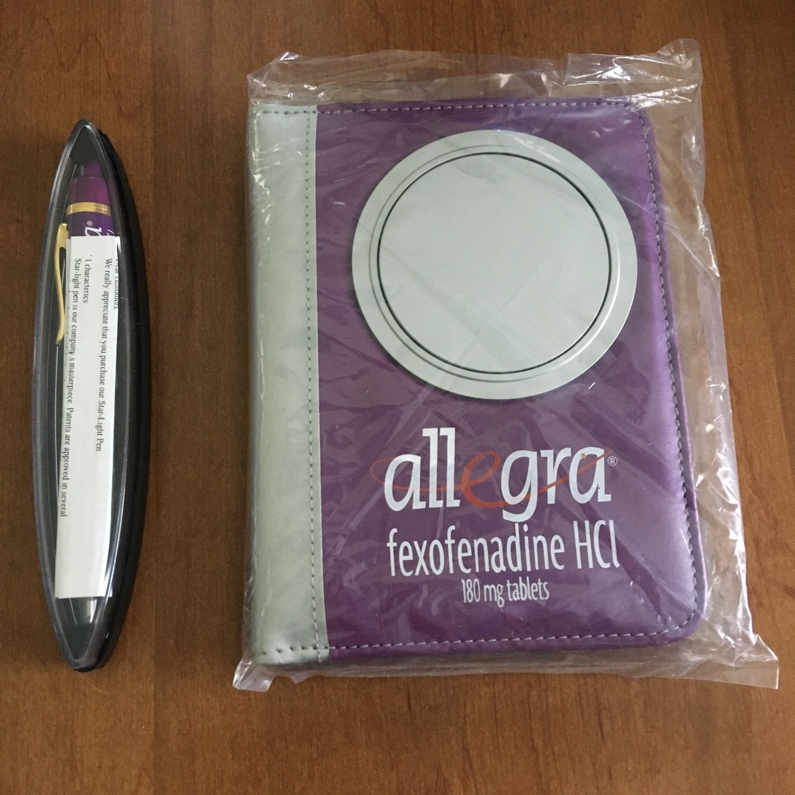 Allegra pharma promo notebook with calculator and pen