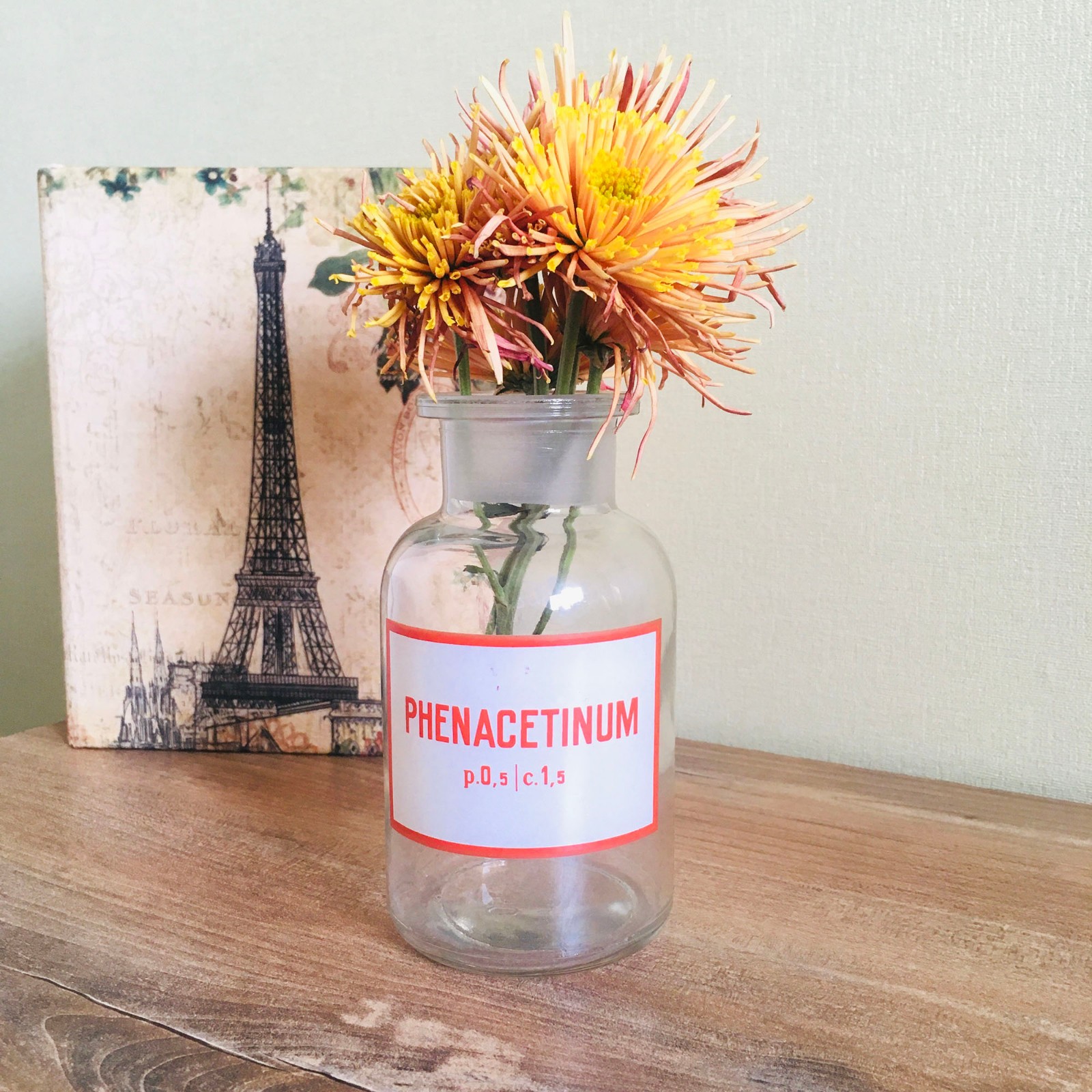 Vintage Apothecary Glass Jar Bottle with lid, Pharmacy Medical Decor, Medicine