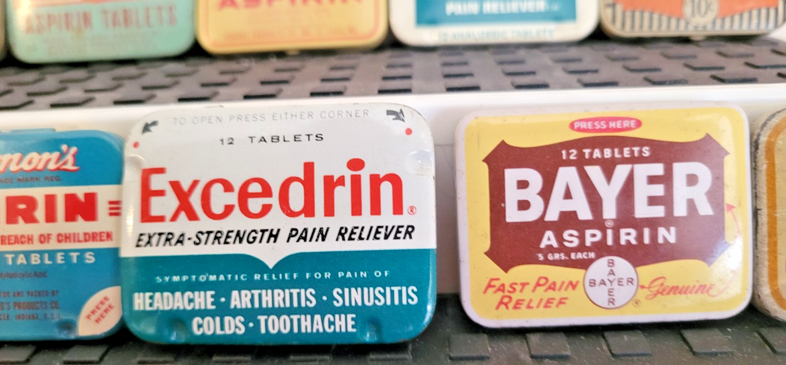 Vintage Pharmacy-Medicine Advertising ASPIRIN tins 13 pcs